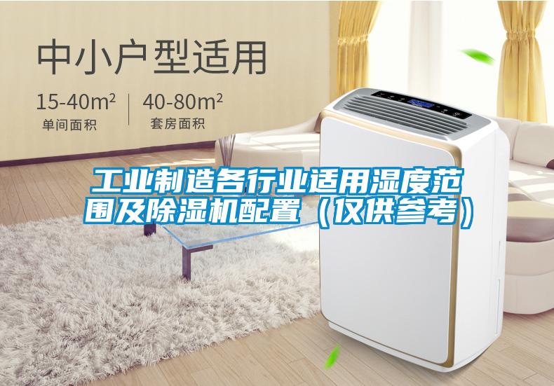 工業制造各行業適用濕度范圍及除濕機配置(僅供參考)